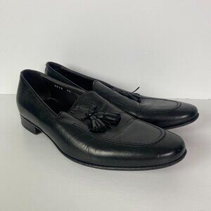 Russell & Bromley Loafers Shoes Eu 44 US 11 Black Tasseled Tassels Leather Italy